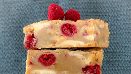 Holly's Raspberry & White Chocolate Blondies